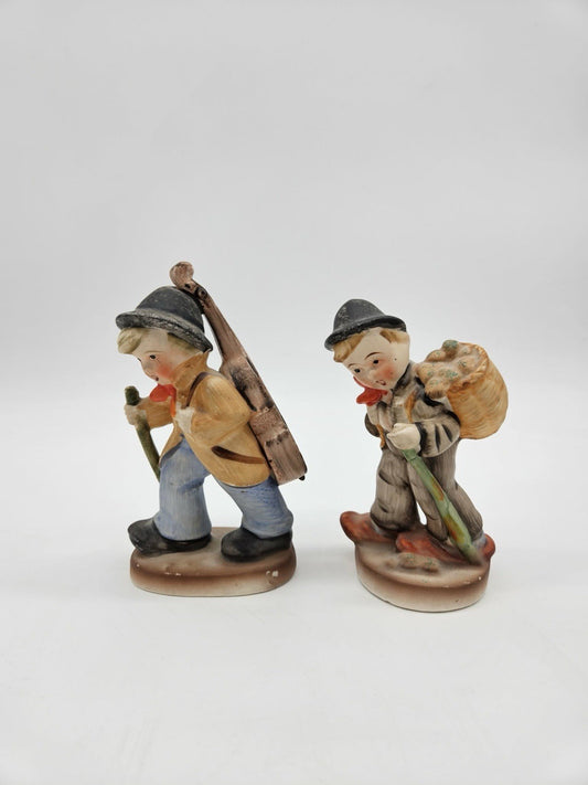 Vintage Victoria Ceramics Japan Boy Hiker Figurines Set of 2