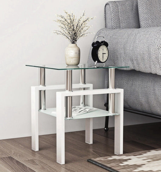 NIB Modern Tempered Glass Table Tea Table Square Table End Table
