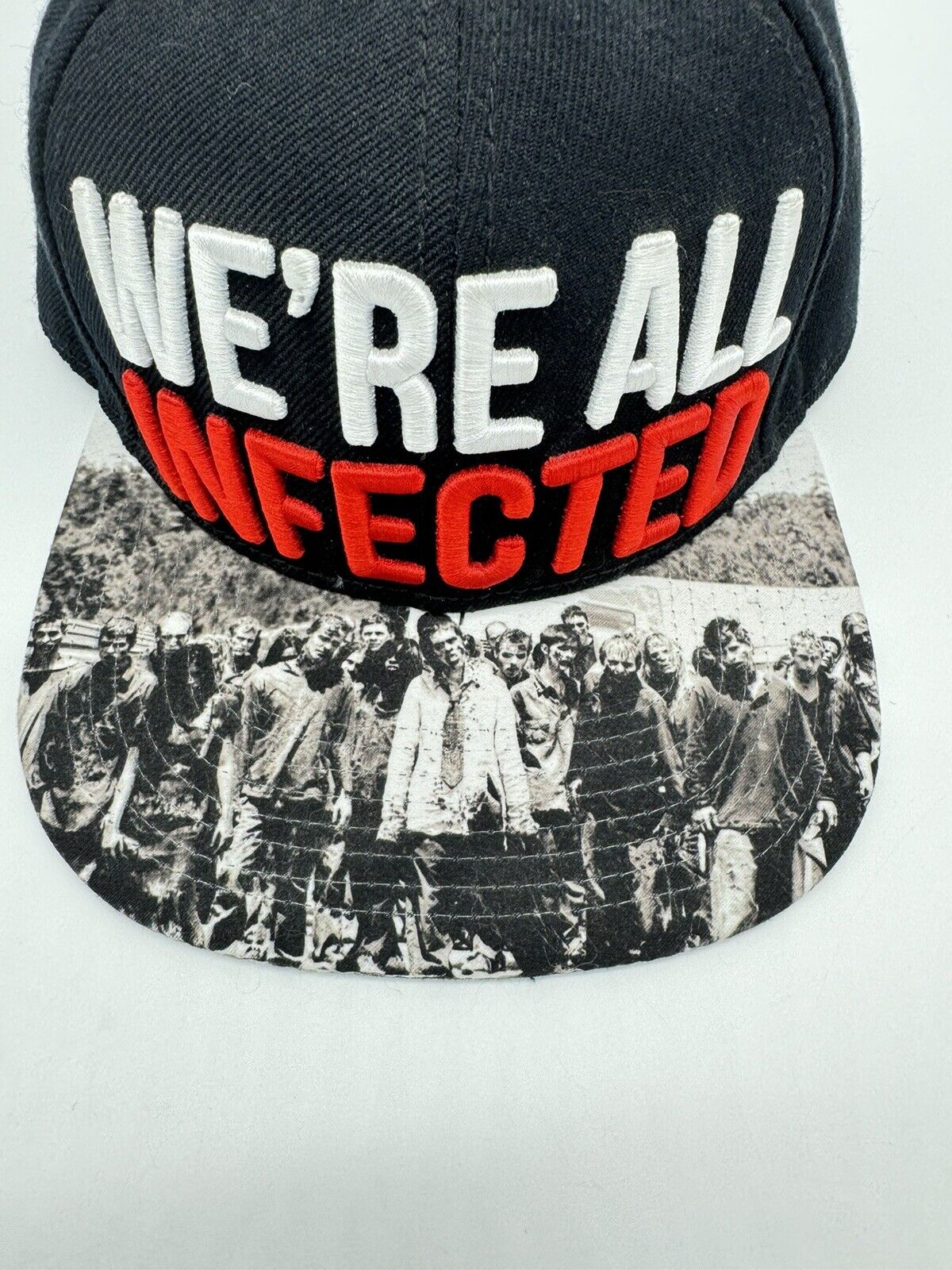 The Walking Dead " We're All Infected " Snapback Flat Brim Hat Cap Zombie ~ NEW