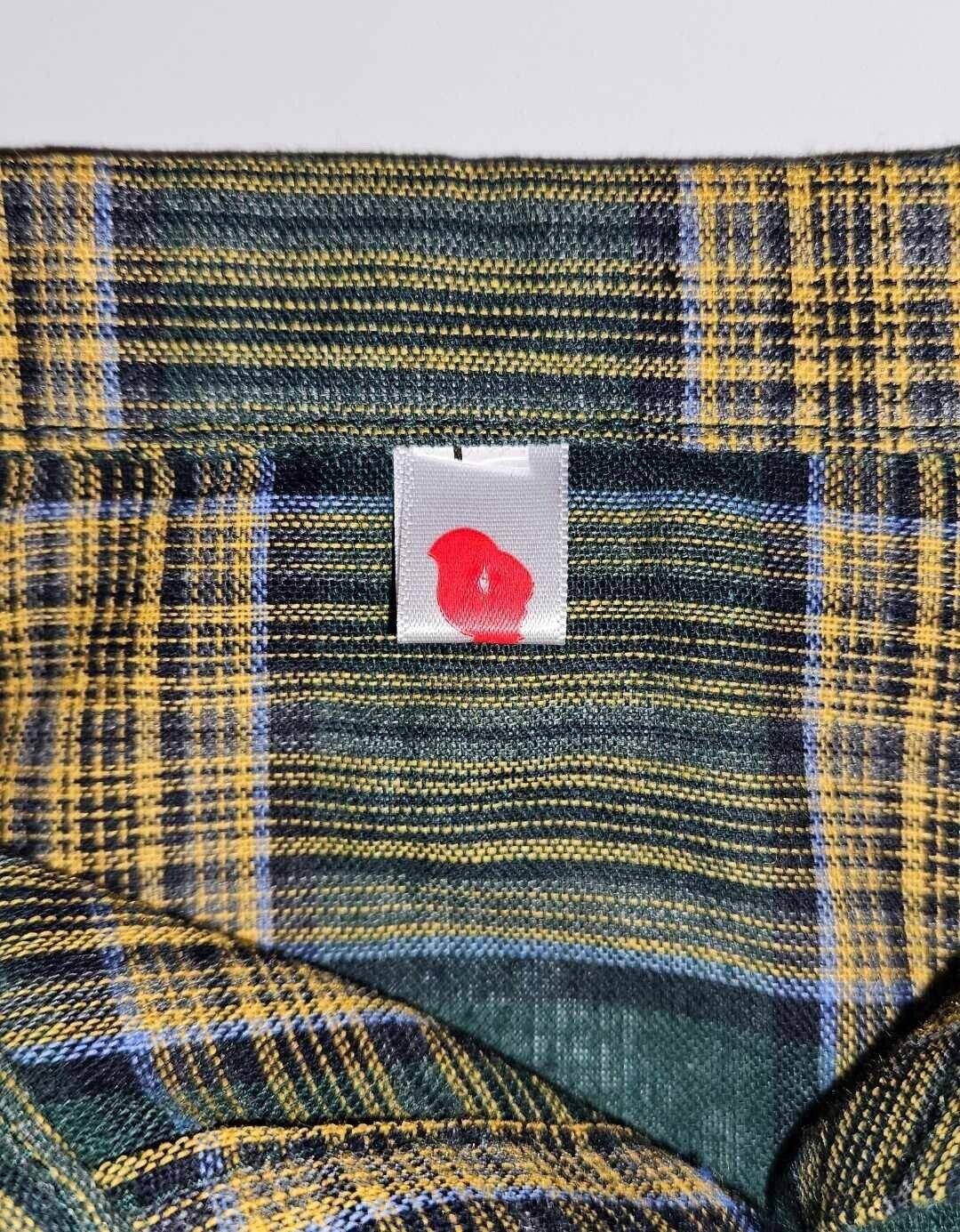 Women’s Plaid Extra Long Button Up Shirt ~ Sz M