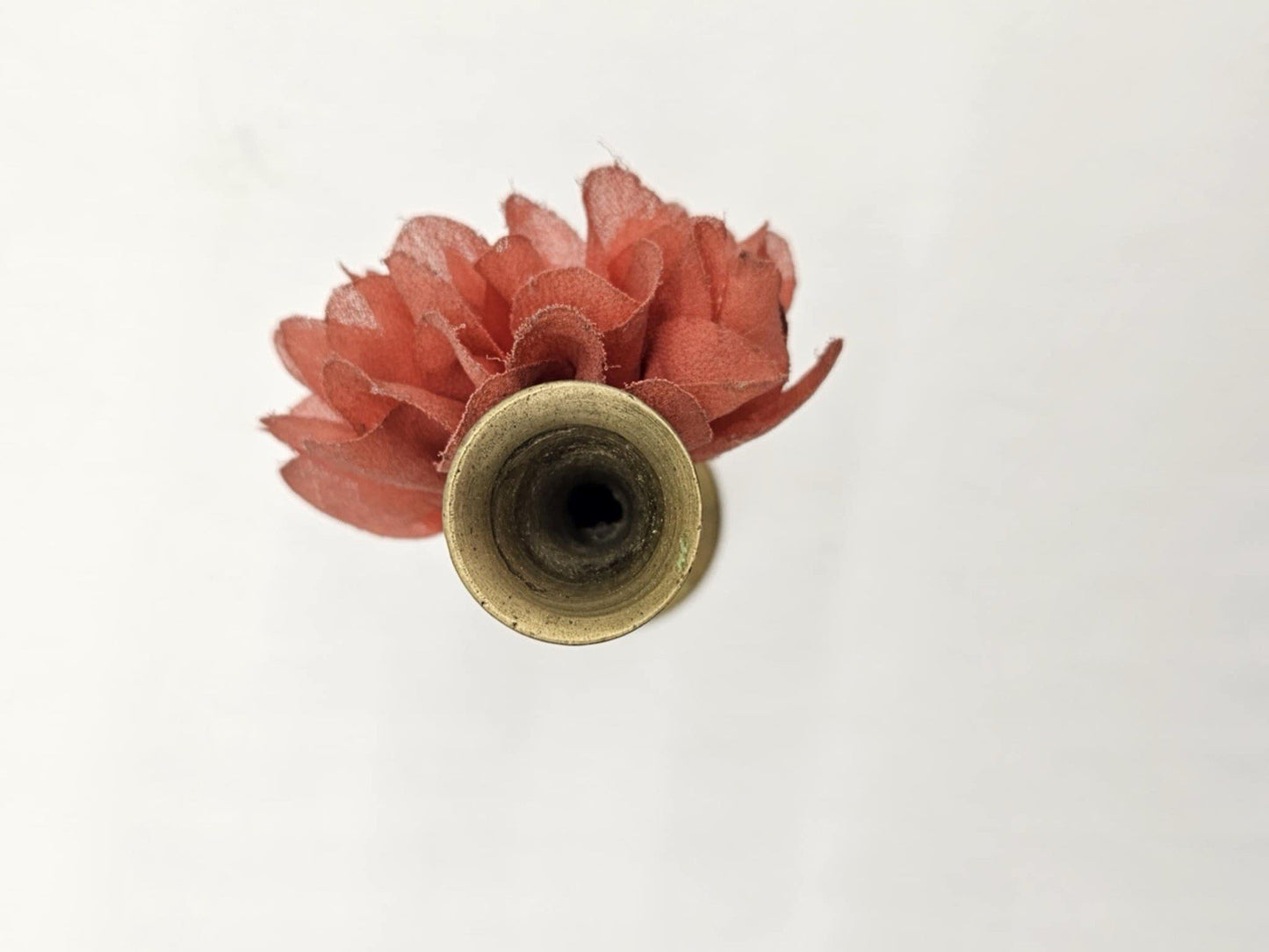 Vintage Indian Etched Brass Vase w/ Flower