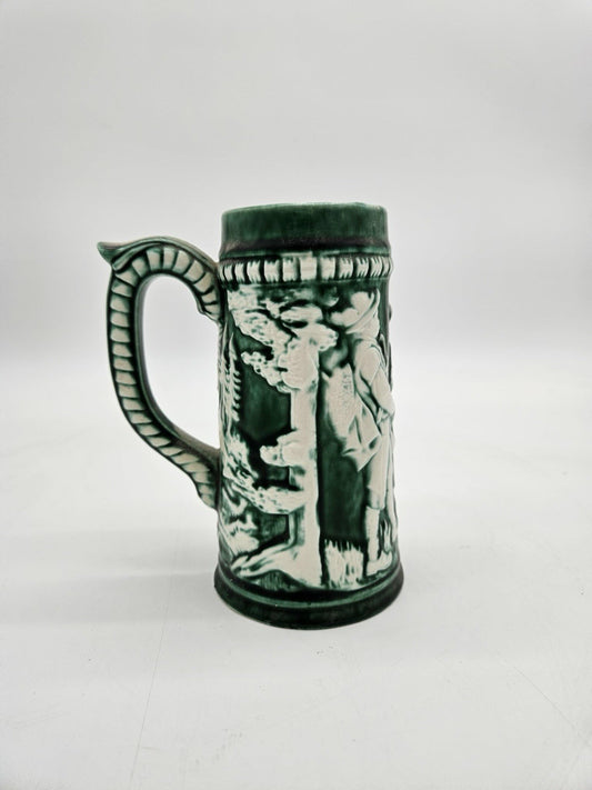Vintage Green Relief German Style Beer Stein Mug