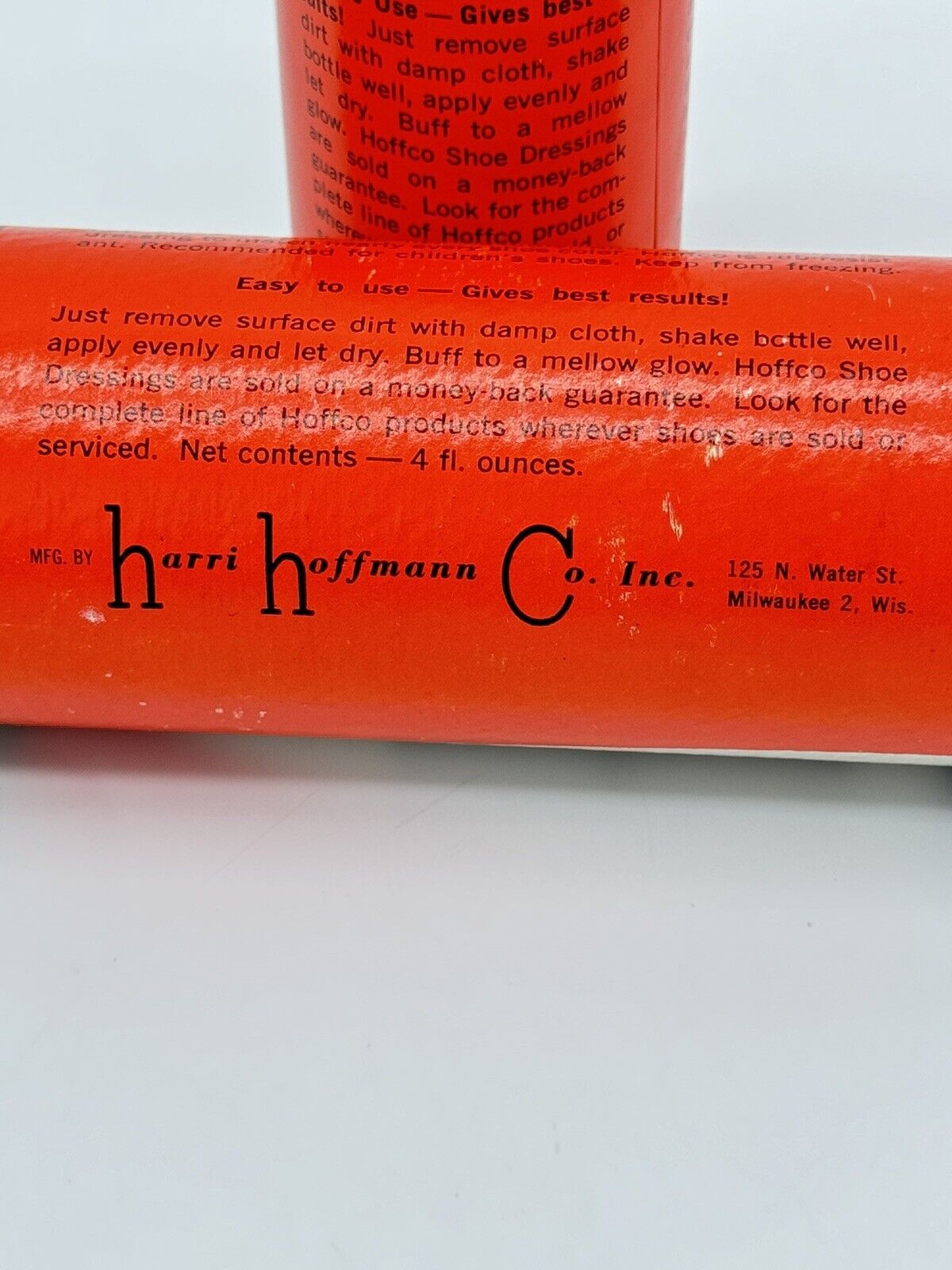 Vintage Hoffco Liquid Shoe Dressing (White)  Empty bottle Round Cardboard Sleeve