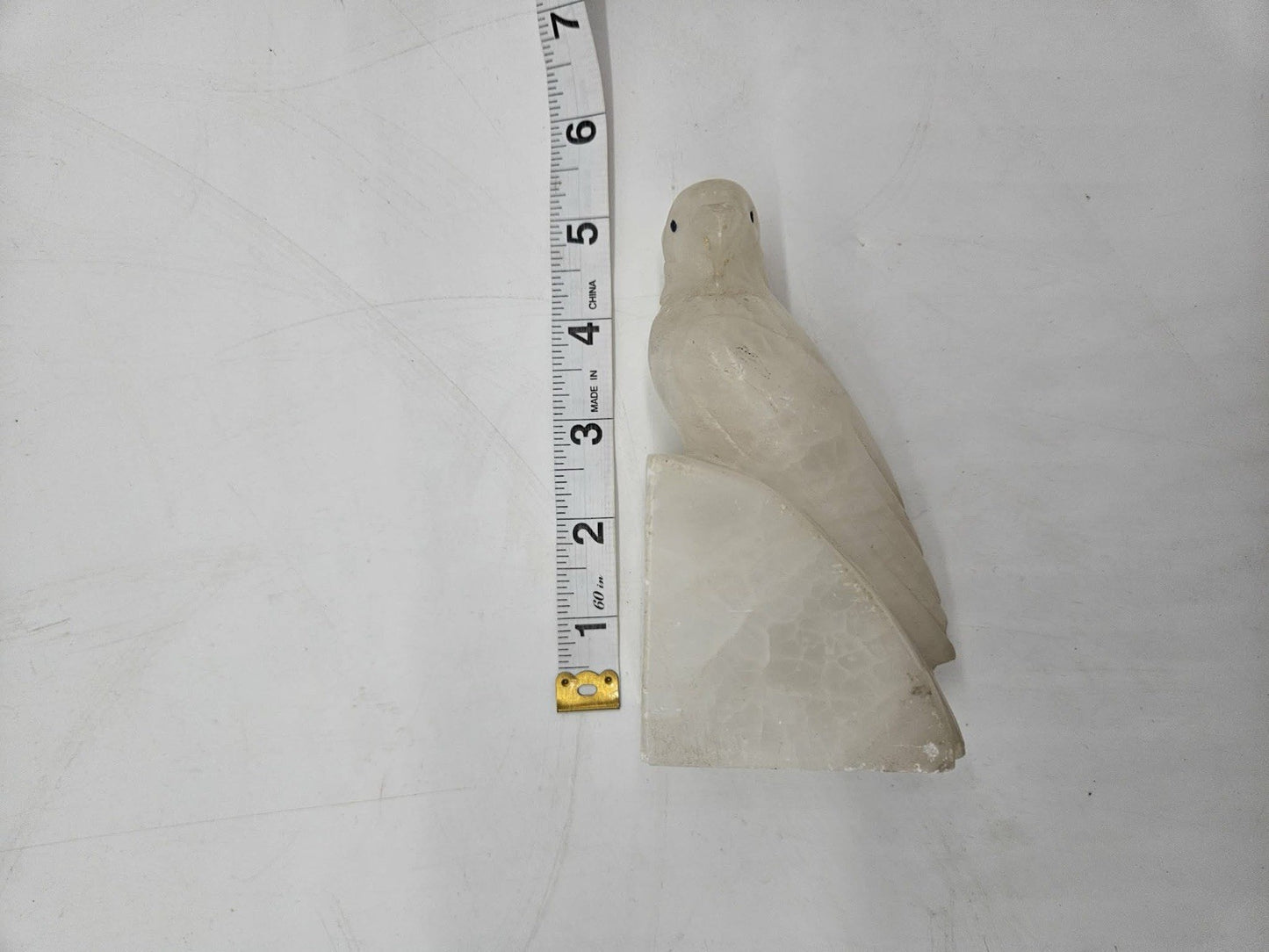 Vintage Carved Alabaster Cockatoo Parrot Figurine Statue