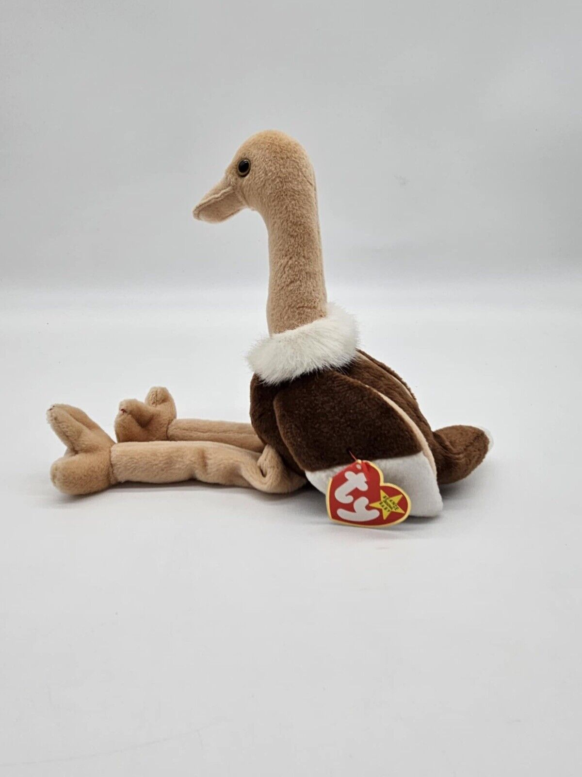 Ostrich TY Beanie Baby "Stretch" 1997 Retired 11" Plush Tan Brown Bird w/ TAG