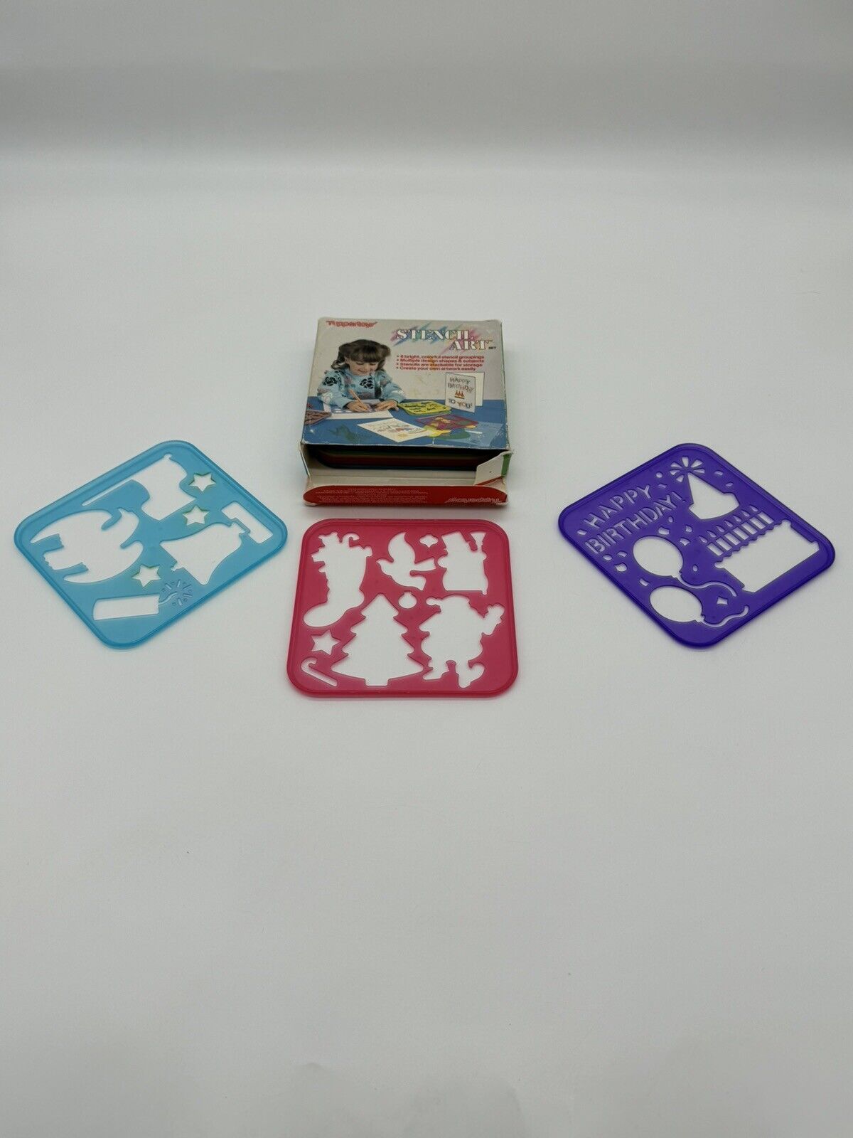 Tupperware Tuppertoys Vintage Stencil Art Set w/ 3 Xtra Totaling 11 Stencils