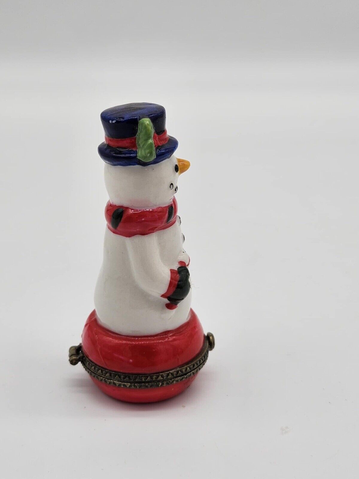 Trinket Box Hinged  - NEW - Free Shipping - Great Gift - Round Base Snowman