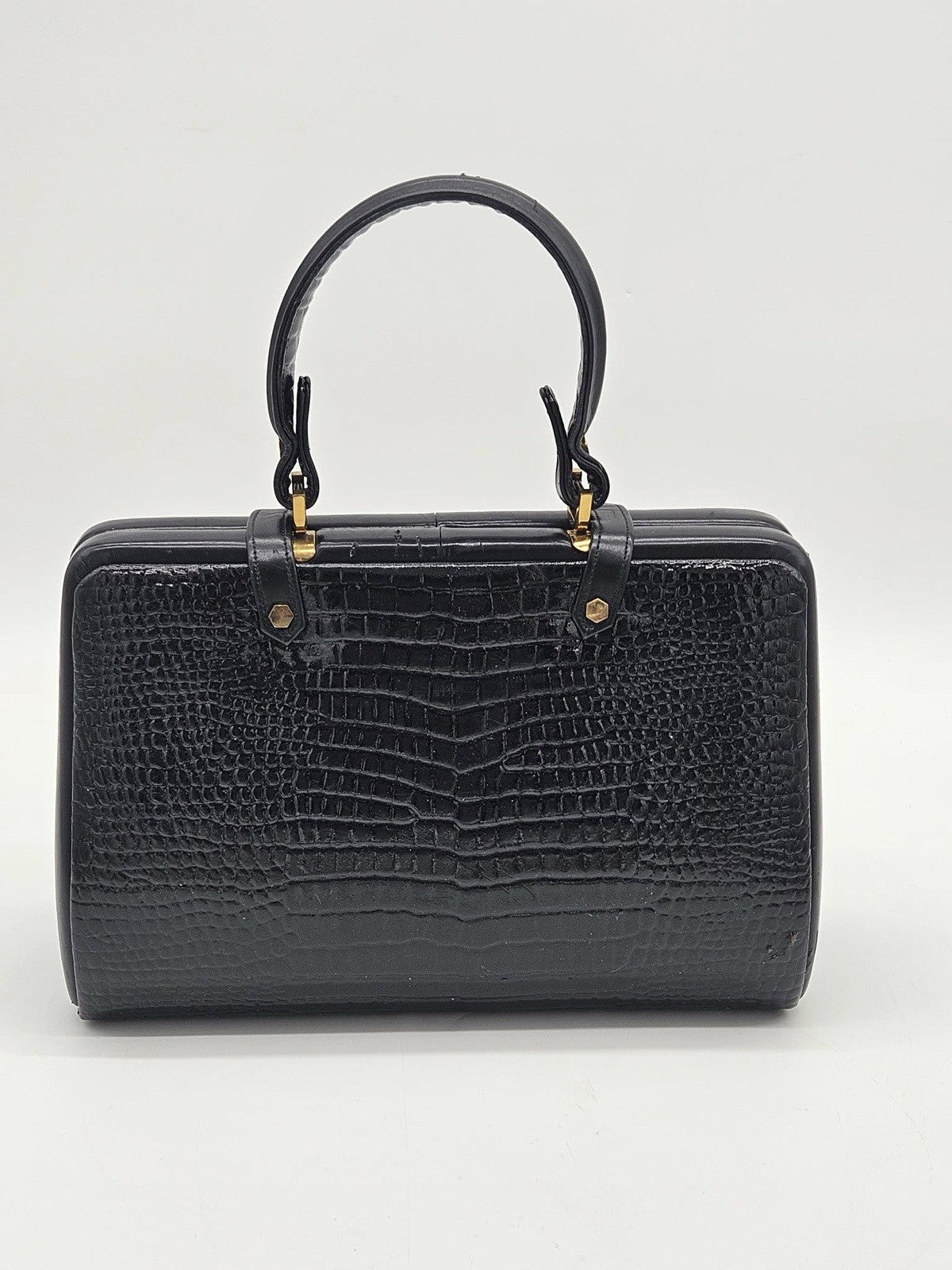 VINTAGE MURRAY KRUGER REPTILE EMBOSSED BOX BAG