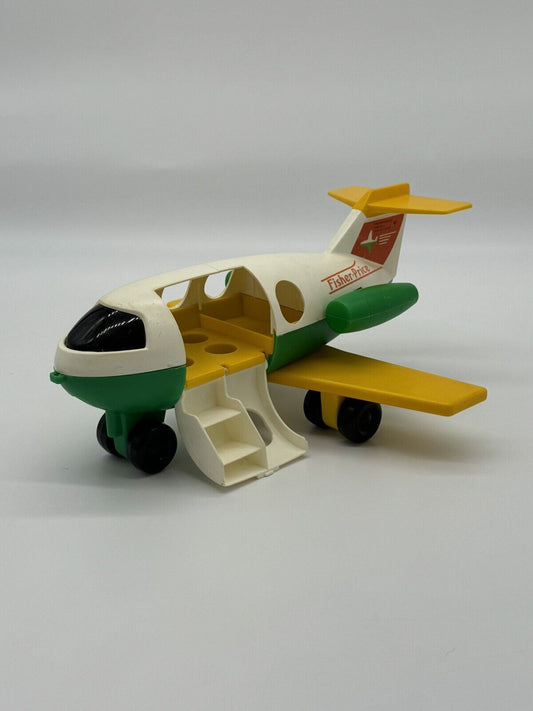 B. Vintage Fisher Price Little People Jet Plane Green Yellow Model #182  (1980)