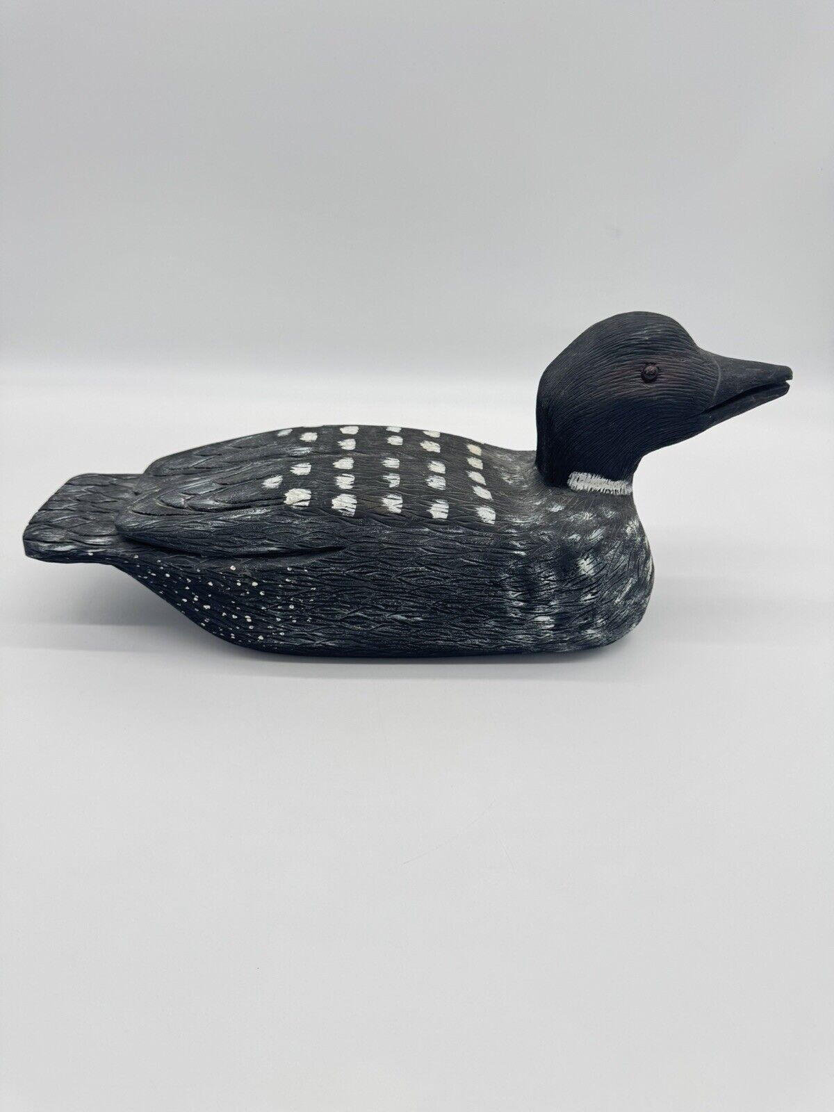 Vintage Hand Carved Hand Painted Loon Figurine Decoy Wooden
