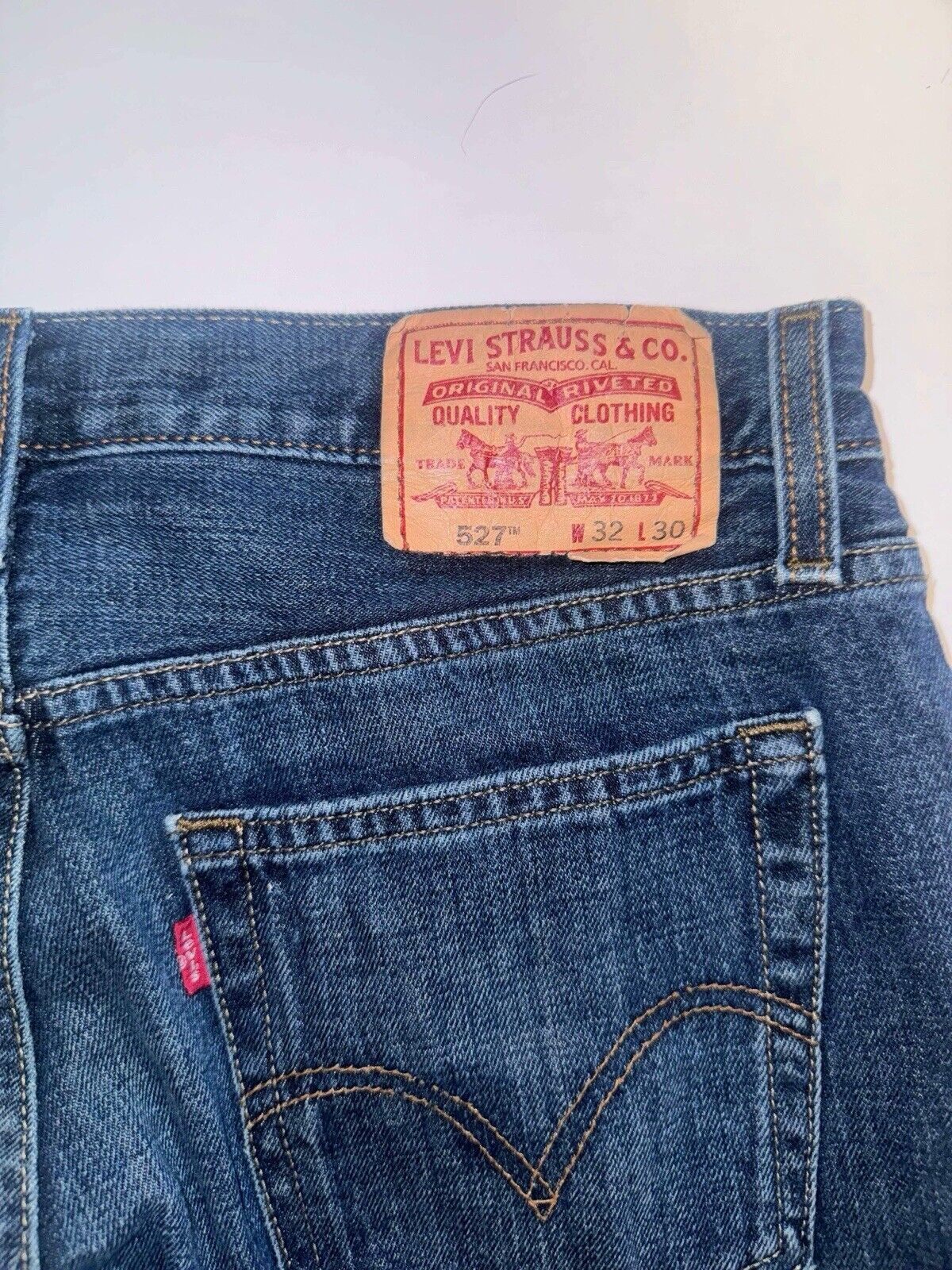 Levis 527 Men's Denim Blue Jeans Low Boot Cut Size 32"x 30"