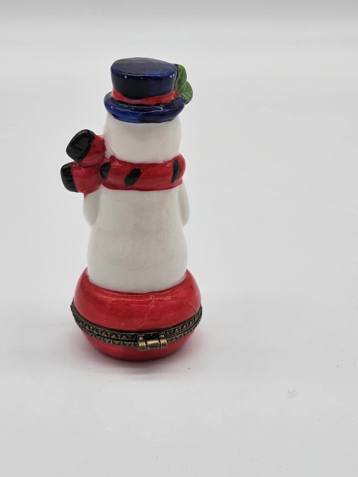 Trinket Box Hinged  - NEW - Free Shipping - Great Gift - Round Base Snowman