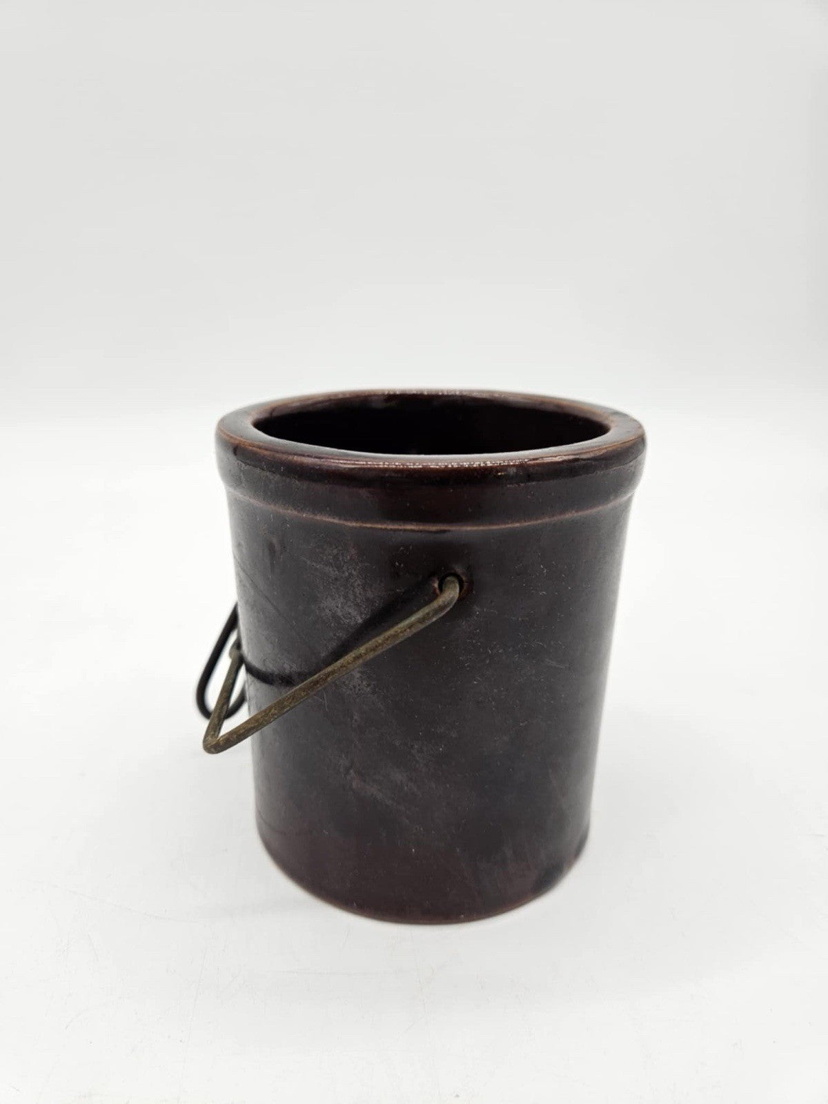 vintage brown cheese crock antique no lid in good condition 