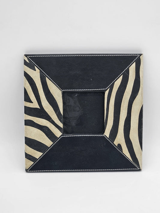 Zebra Print Faux Leather 4x4 Photo Frame