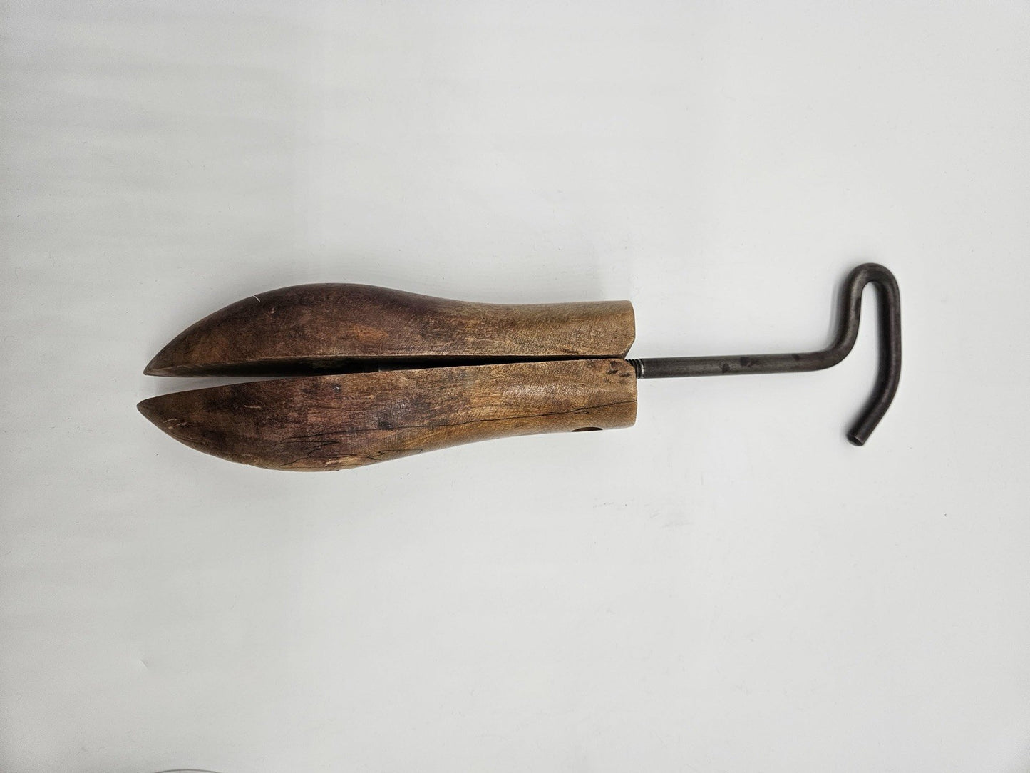 Vintage Rustic Wooden Shoe Stretcher Metal Handle