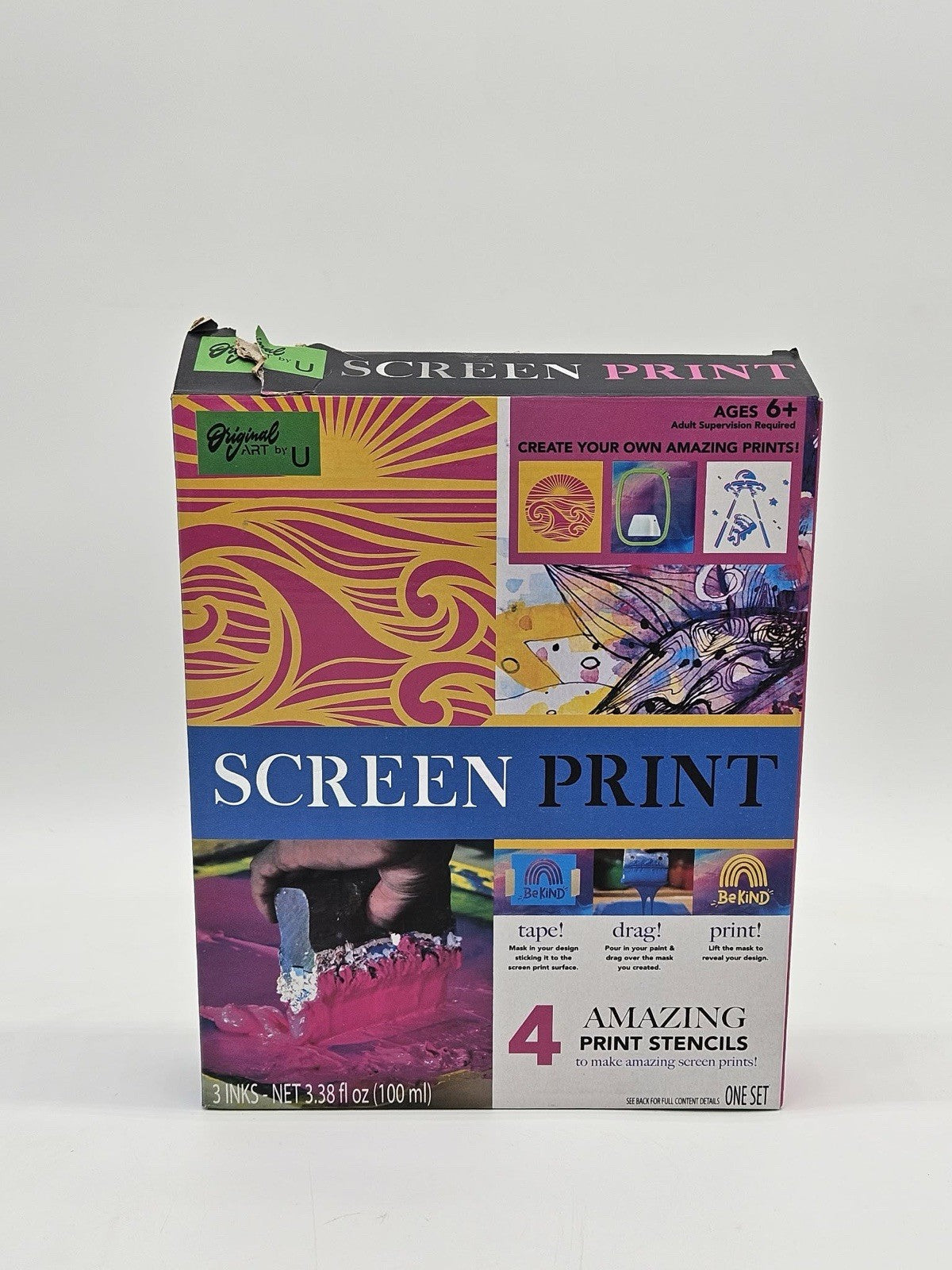 Original Art By U Screen Printing Kit • 4 Stencils • Screen • 3 Inks • Squeegee