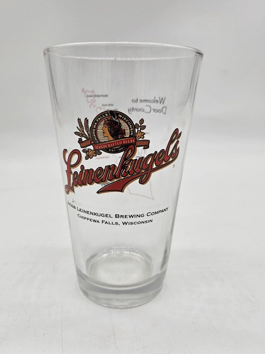 CHIPPEWA FALLS WISCONSIN LEINENKUGELS BEER GLASS SCREEN PRINTED 5 3/4"