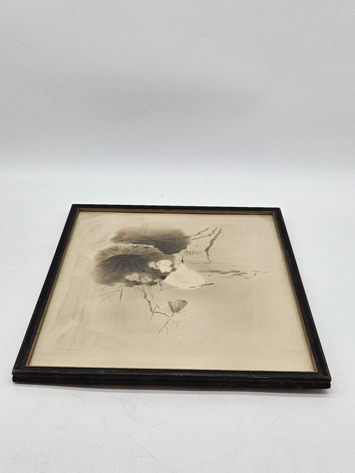 Vintage Japanese Sumi Ink Painting Framed Artist Unknown Linen Mat