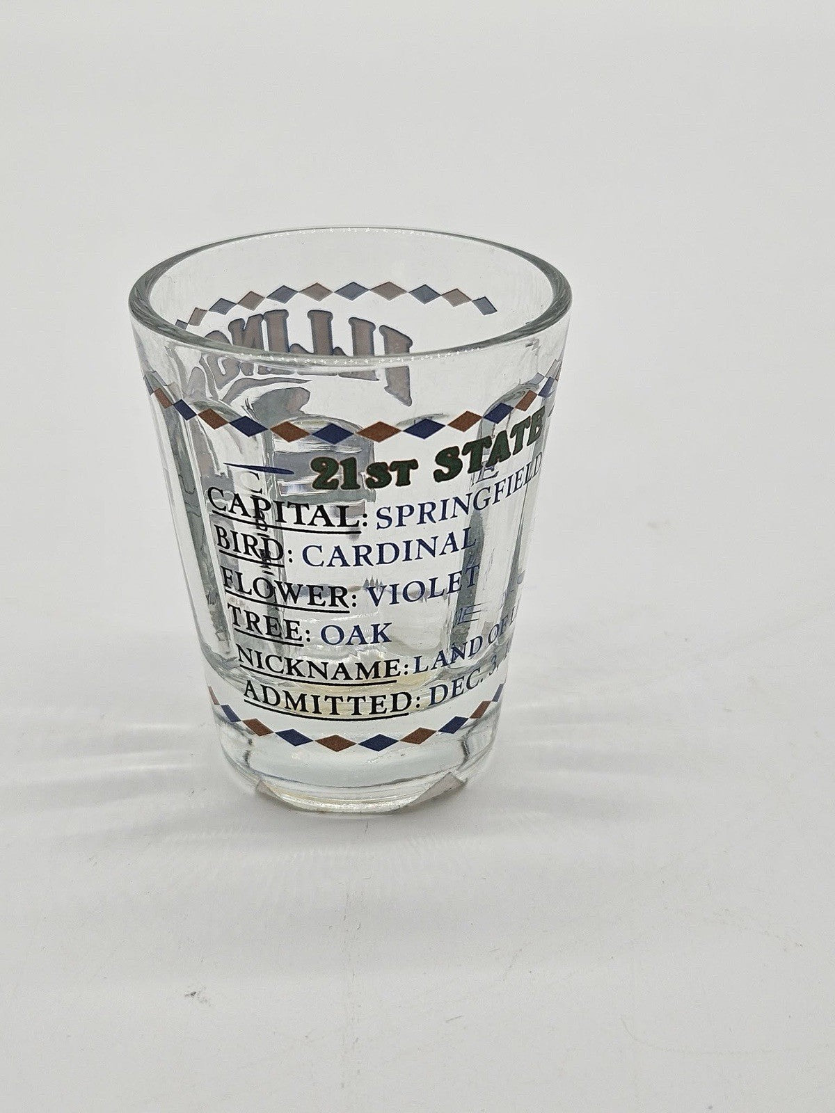 Illinois State Symbols Springfield Lincoln Souvenir Shot Glass