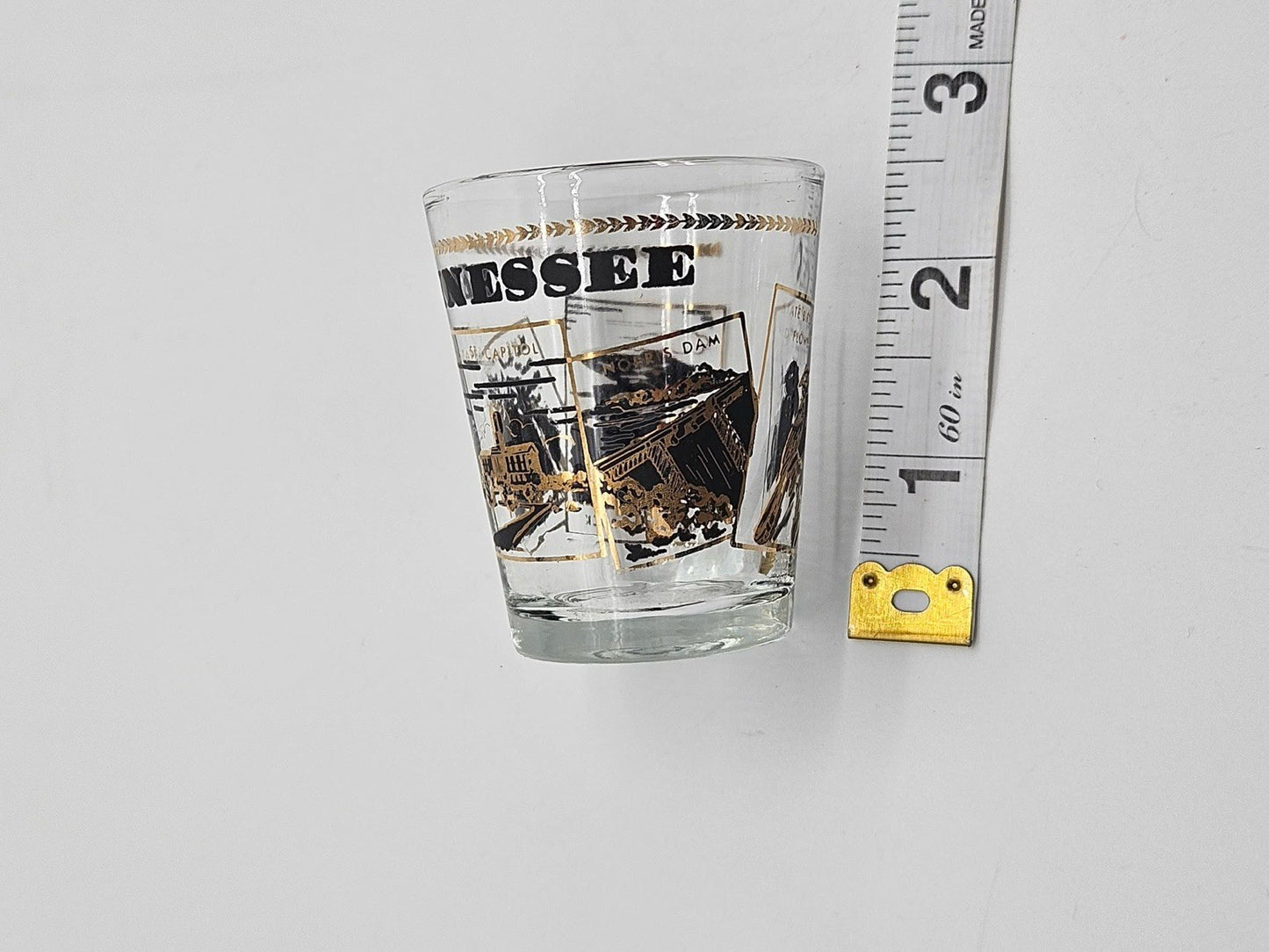Vintage Tennessee 1 oz Souvenir Shot Glass Gold Paint
