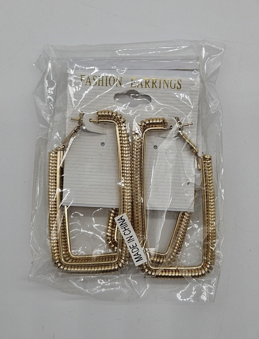 Gold Tone Geometric Square Hoop Earrings Fashion Jewelry