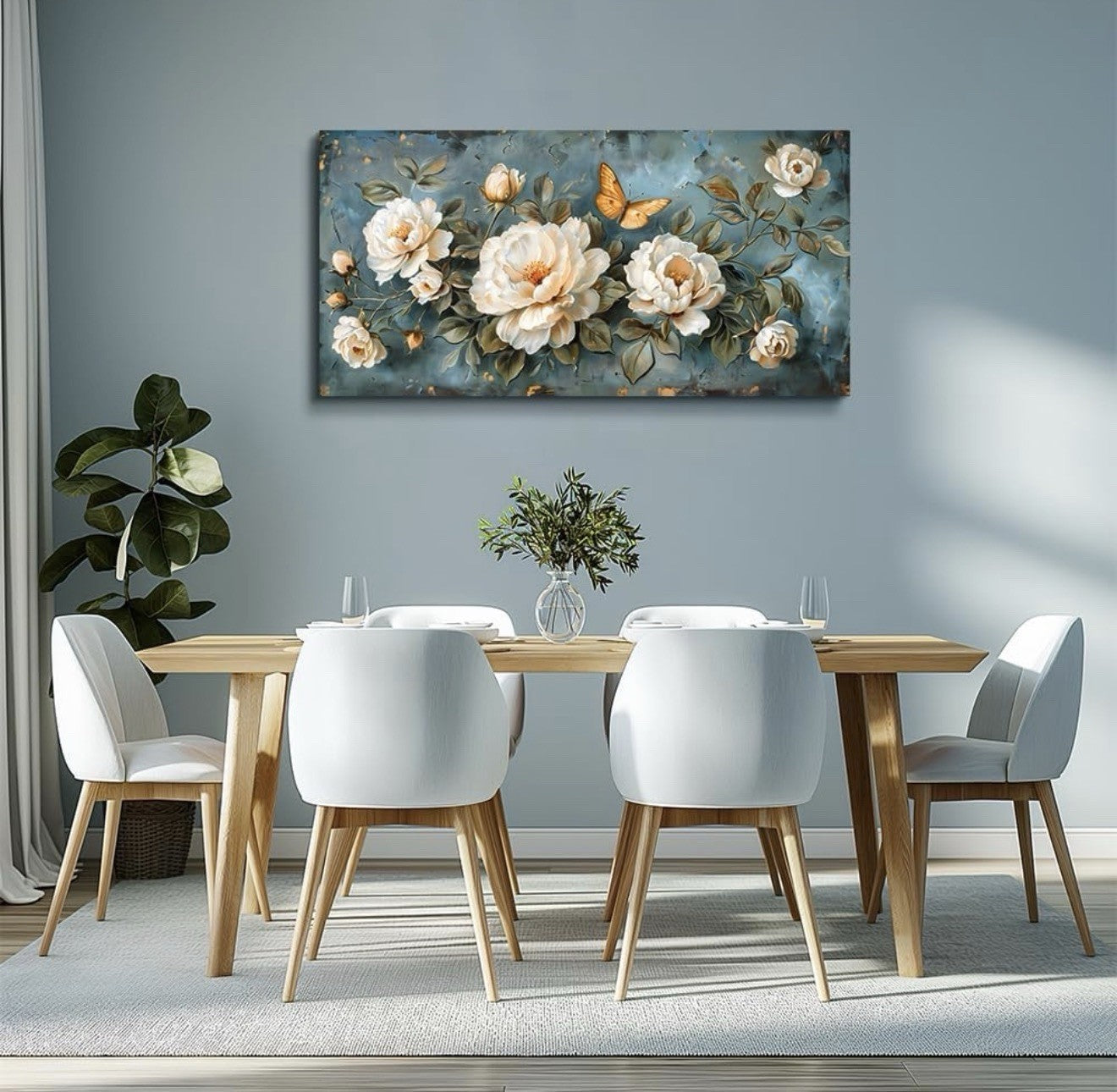 Large Panoramic Floral Canvas Wall Art Print - 48” X 24”