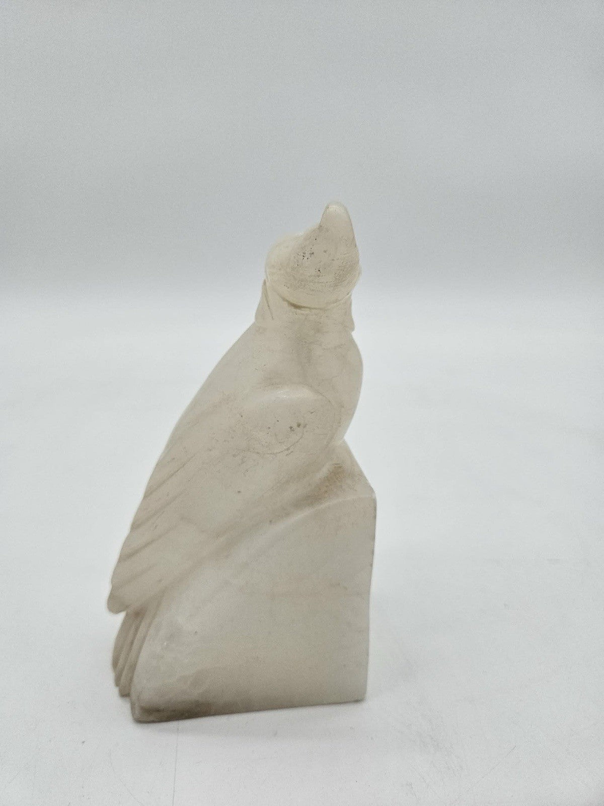 Vintage Carved Alabaster Cockatoo Parrot Figurine Statue