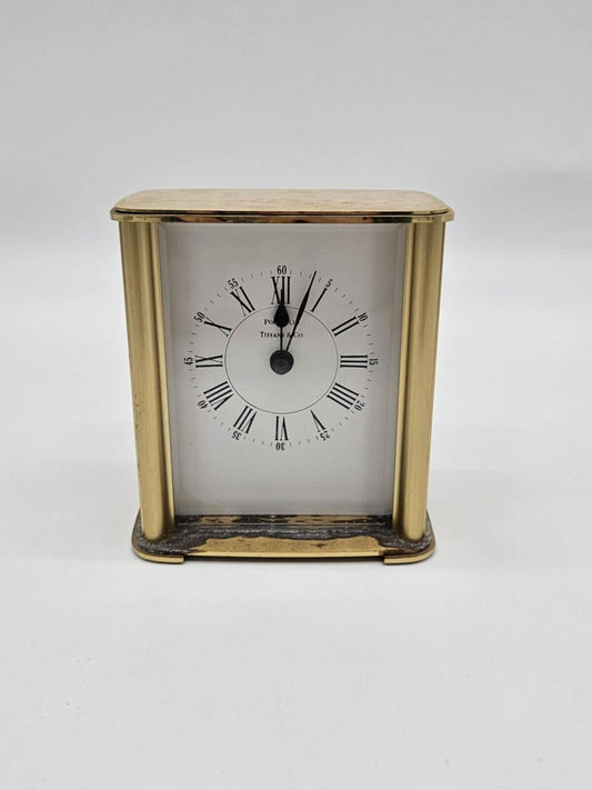 Tiffany & Co Brushed Gold Tone Porfolio Desktop Clock