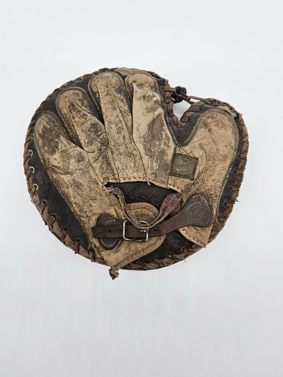 Antique 1915 A.J. Reach 2-tone catcher's mitt baseball glove vintage 1900s rare