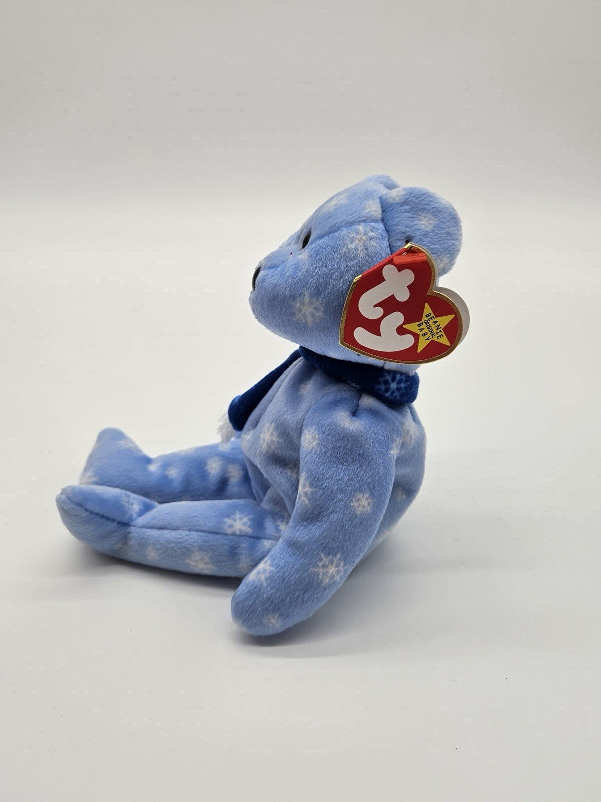 Holiday Teddy Blue with Snowflakes Ty Beanie Baby Plush Stuffed Animal Bear 1999