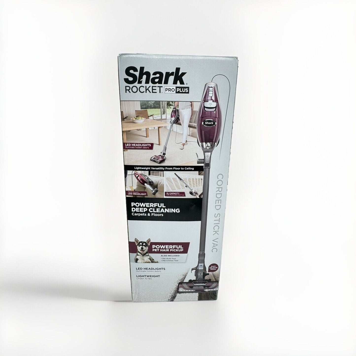 Shark ROCKET PRO Stick Vacuum w/ LED Headlights HV370 Red BRAND NEW
