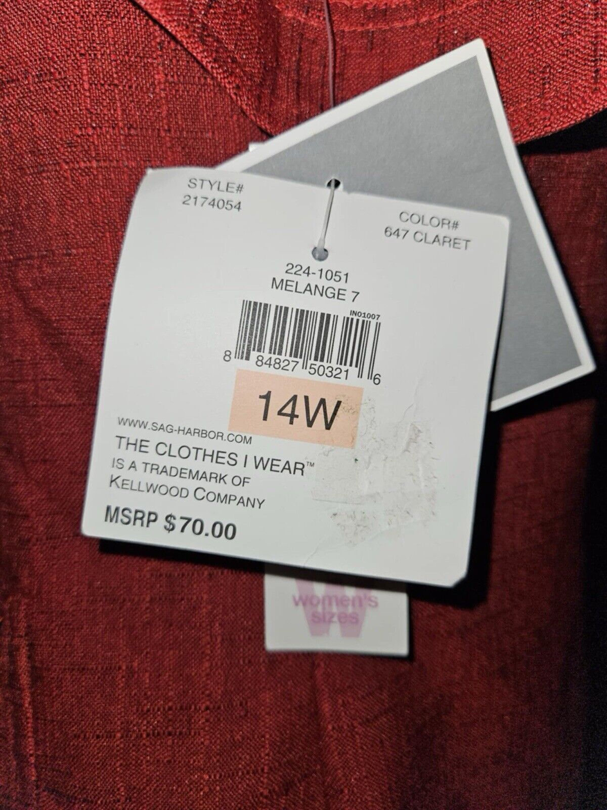 NEW Sag Harbor Women Floral Burgundy Button Up Shirt Sz 14W