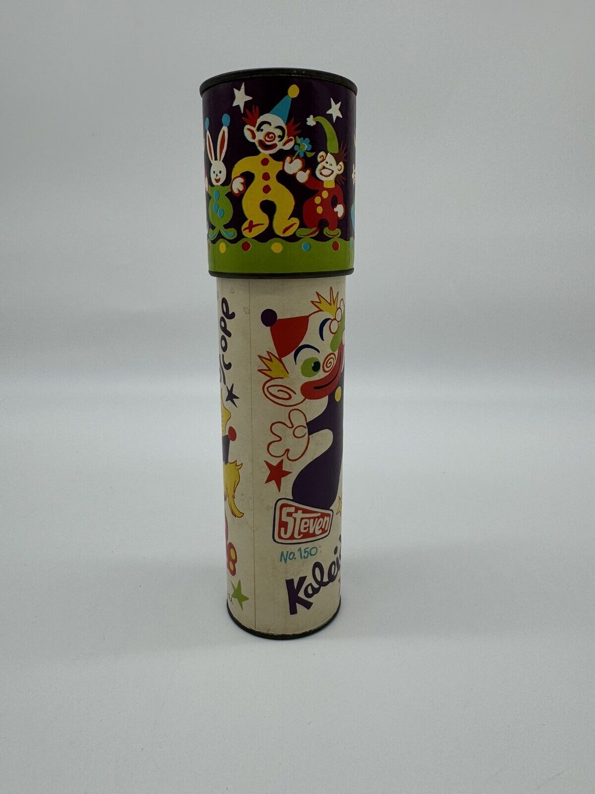 Vintage Kaleidoscope by Steven - No. 150 Child's Toy with Clowns 1980 Works 9''