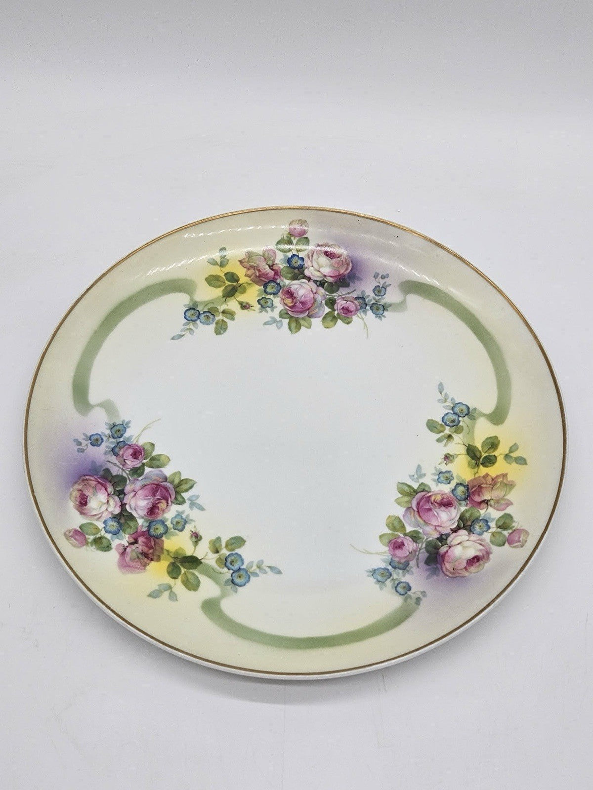 Rosenthal Bavaria Hand Painted Floral Serving Platter Gold Rim