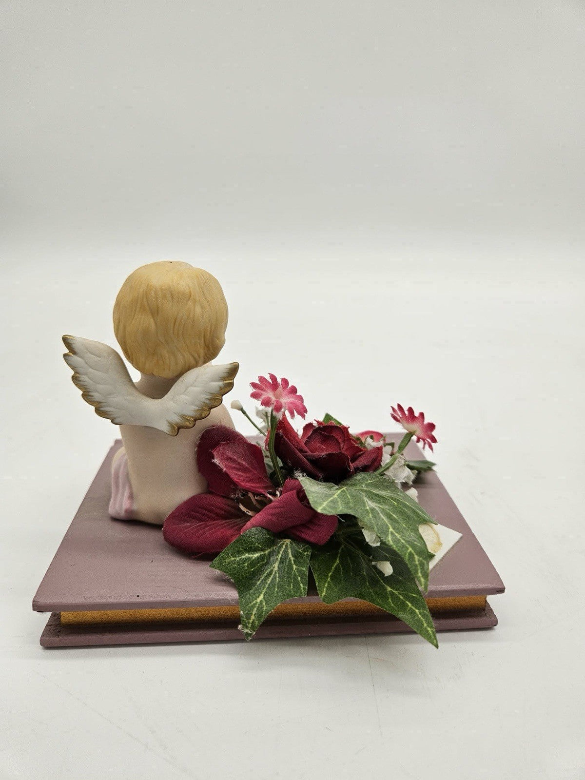 Vintage Cherub Angel Floral Bookend Figurine