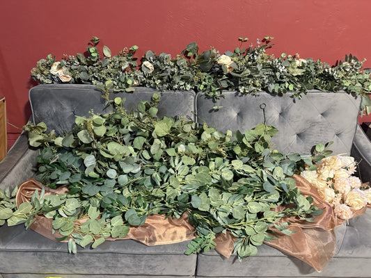 Wedding/Event Greenery Lot – 132+ Feet of Garland with Accent Florals