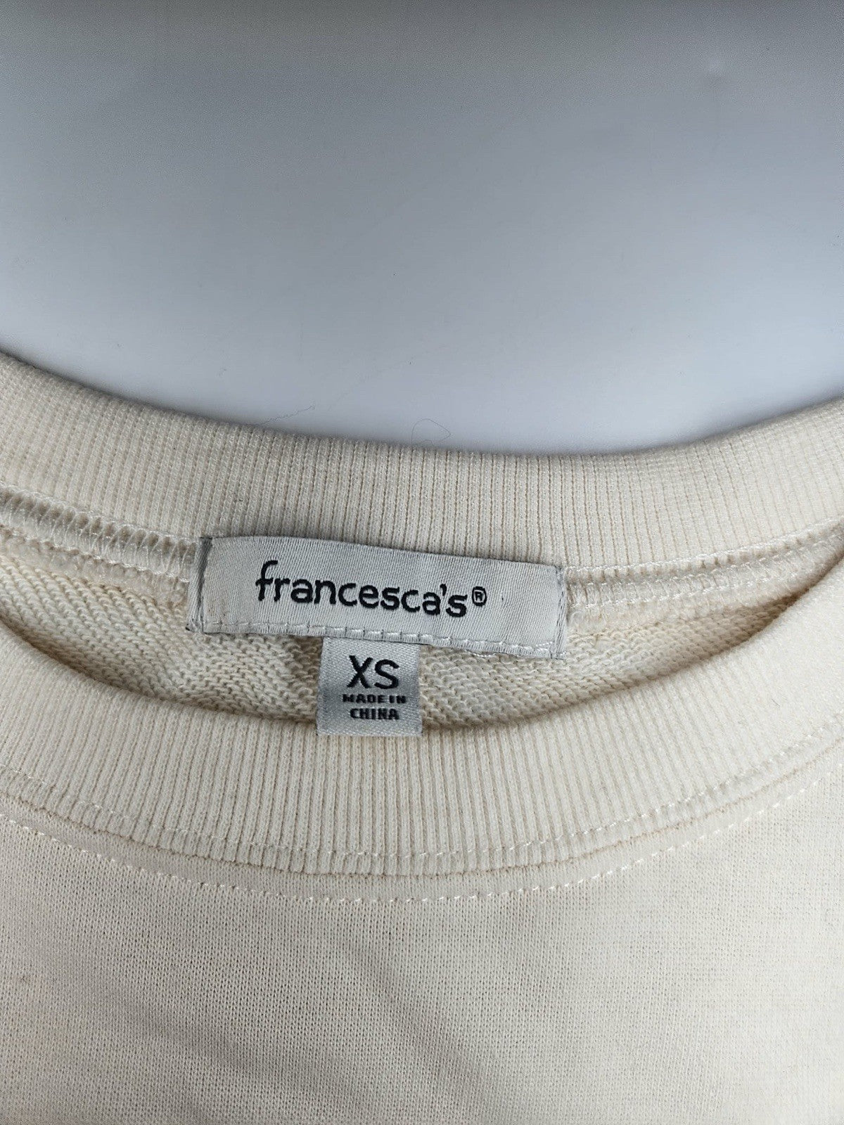 francesca's Cowboy Graphic Pullover Sweatshirt Ivory XS Crew Neck Knit