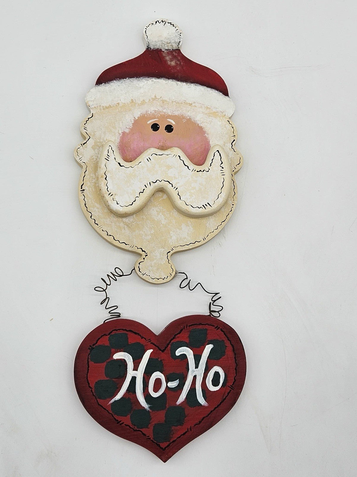 Hand Painted Wooden Santa Wall Hanging Ho Ho Heart Christmas Decor