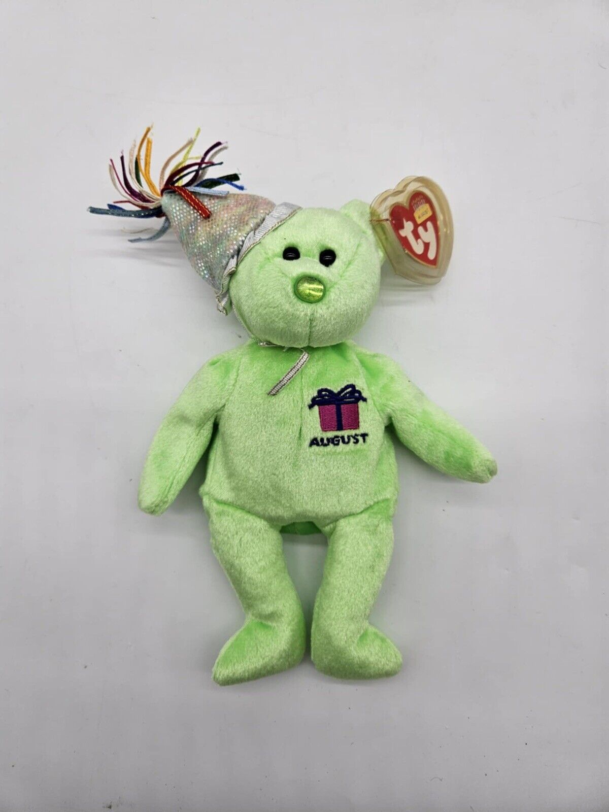 TY Beanie Babies 2002 August Lime Green Birthday Collection Bear Plush Toy New
