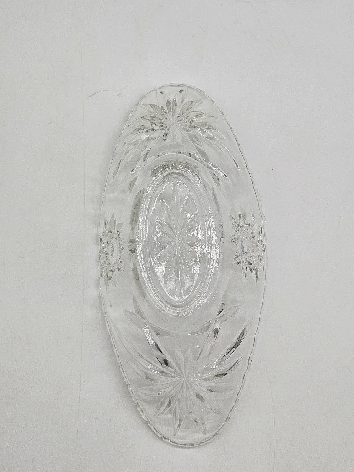Vintage Candy/ Nut Dish Oval Clear Cut Glass Anchor Hocking Star of David