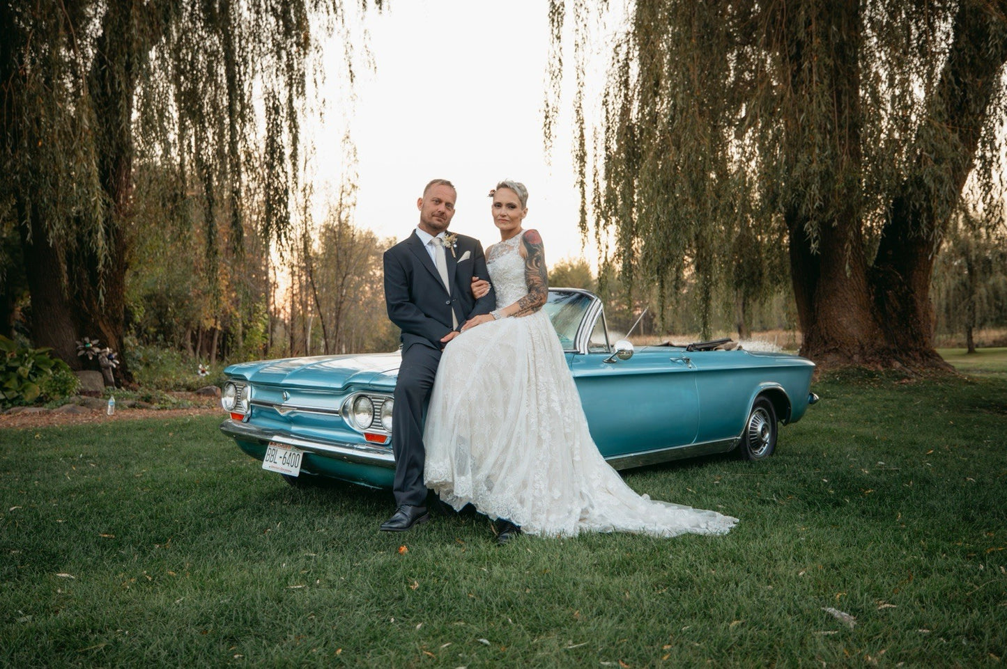 Size 6 - Oleg Cassini - Beaded Lace Wedding Gown - CWG780 - Champagne/Ivory