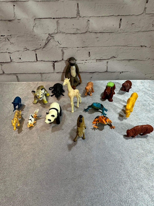 Vintage LOT of 16 Toy Animals 1960s 1970s 1980s VTY