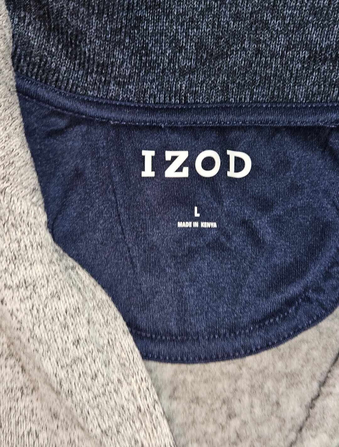 Izod Adult Large Mens 1/4 zip pullover Sweater Grey