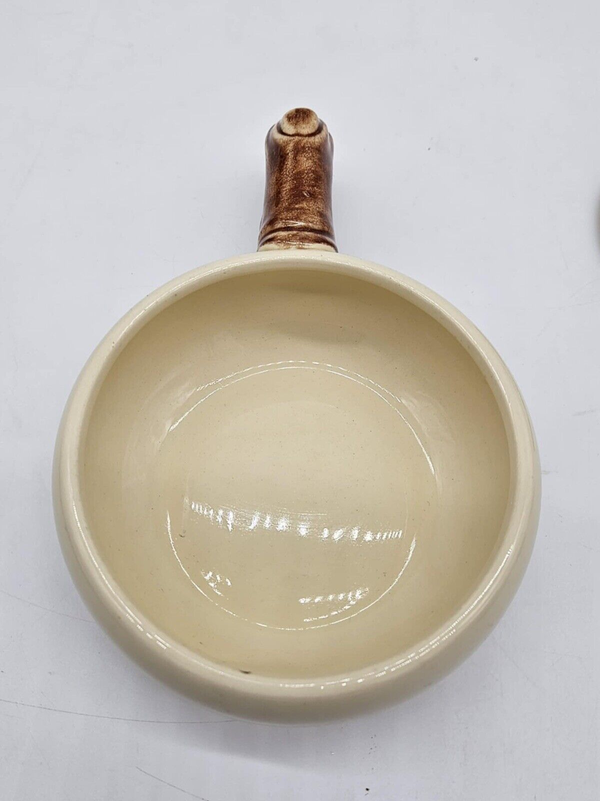 FRANCISCAN APPLEWARE Lidded French Onion SOUP BOWL w/Handle- 1940s Vtg Stoneware