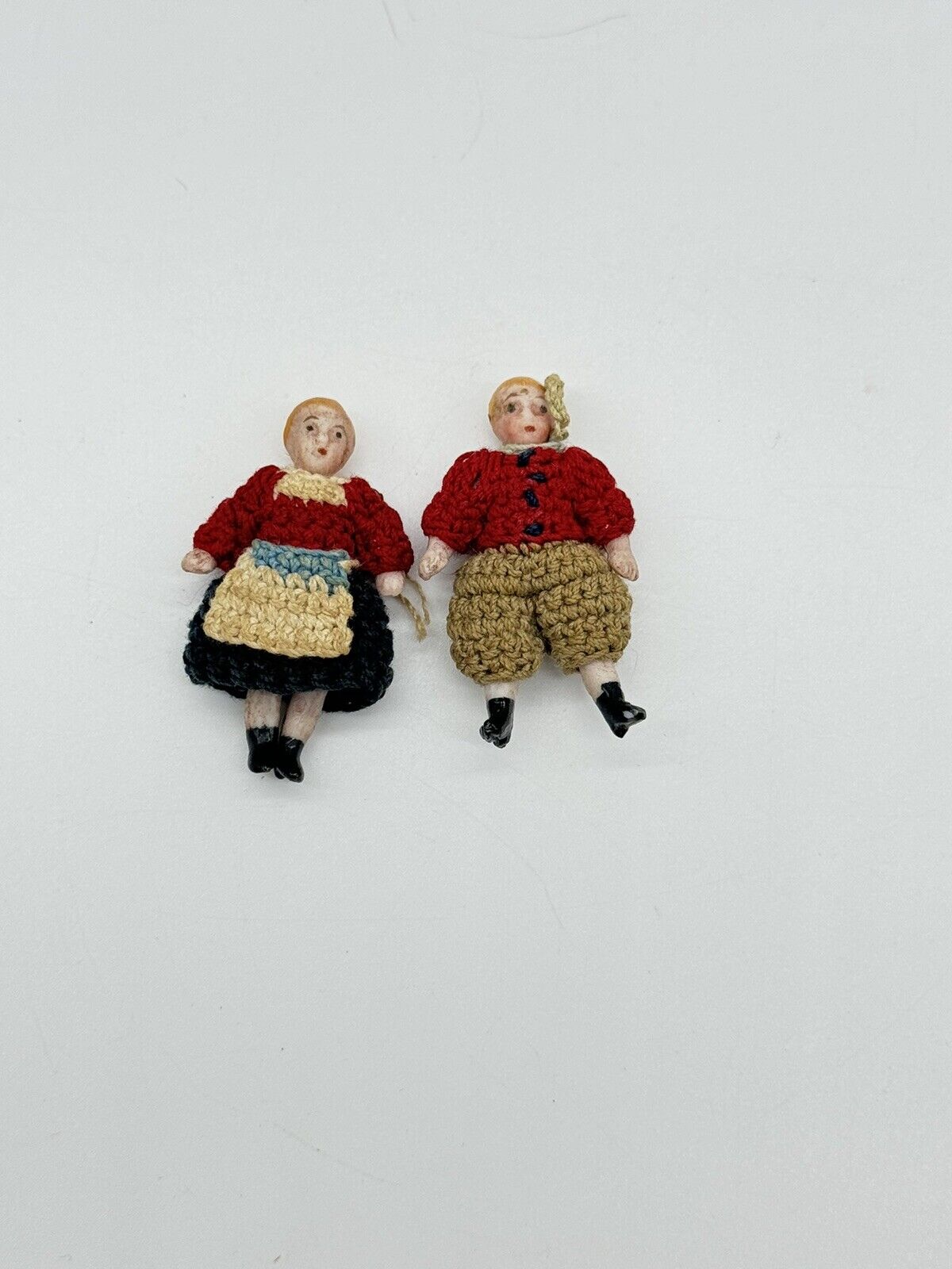 Tiny German Bisque Dolls in Original Costumes & Presentation