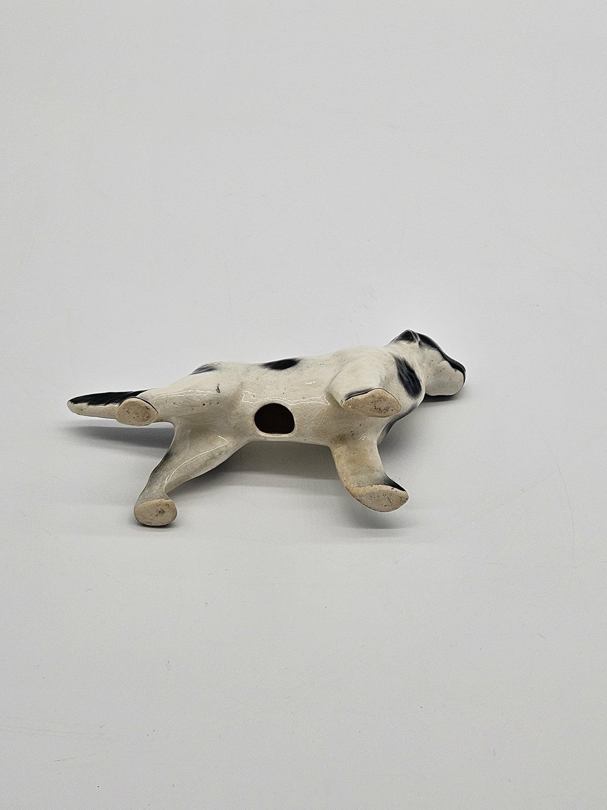 Vintage Ceramic Black White Pointer Dog Figurine