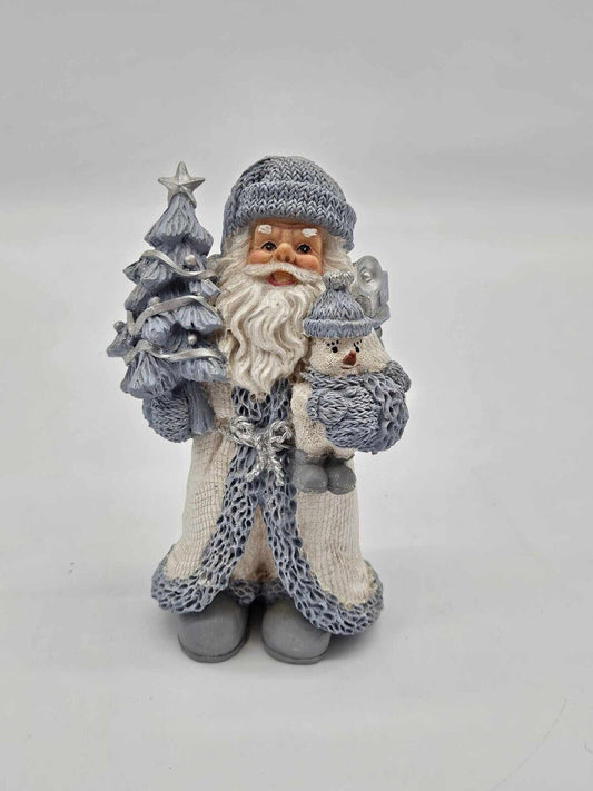 1999 Snow Buddies Santa W/Christmas Tree and Snow Baby Figurine 5.75" Santa Blue