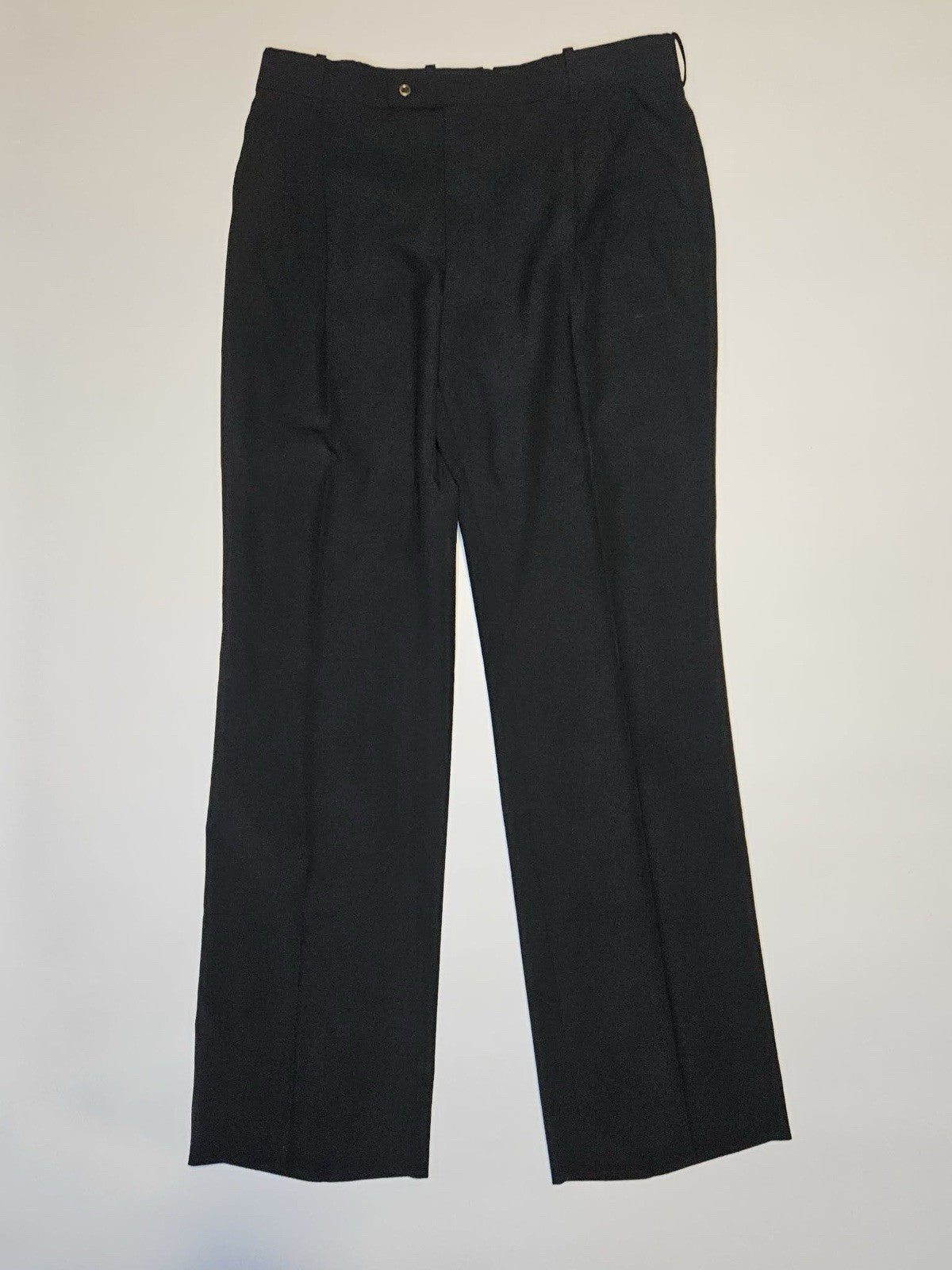 Vintage Black Polyester Dress Pants Slacks Mens 33 Flat Front