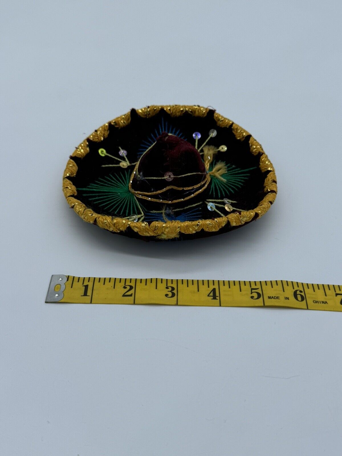 Sombrero Mariachi Hat Black Velvet With Sequins Made In Mexico 5” Wall Decor 005