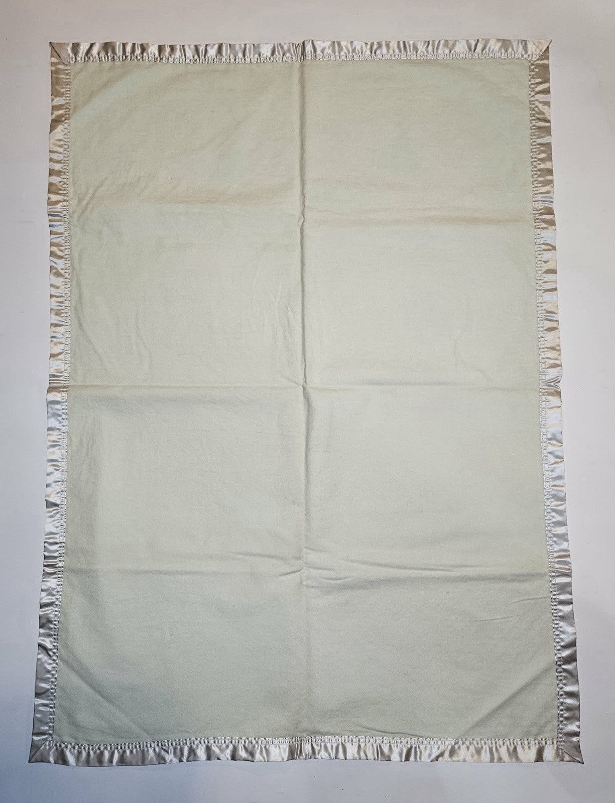 Vintage Satin Baby Blanket Diamond Quilted Ivory Silk Trim Heirloom Nursery